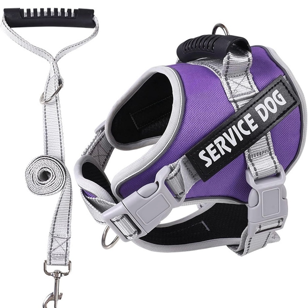 No Pull Reflective Adjustable Soft Mesh Dog Harness and Leash Set service dog XL
